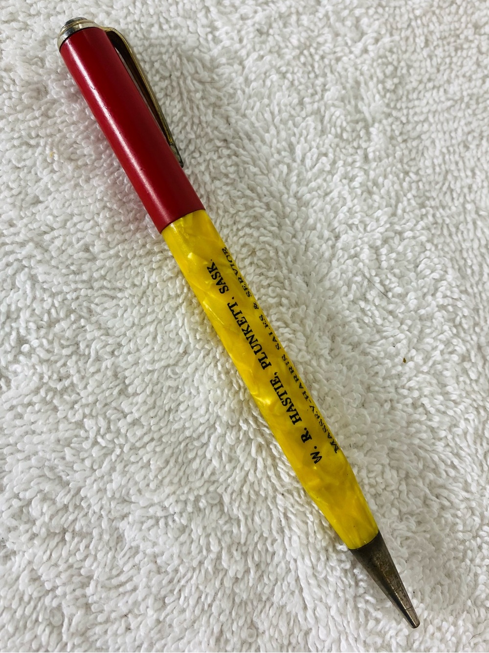 Vintage 1950s Massey Harris Plunkett Sask Advertising Mechanical Pencil